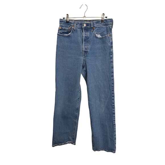 Levi's Jeans Womens 28 Jazz Pop Blue Ribcage Straight Ankle Premium Denim - Picture 1 of 6